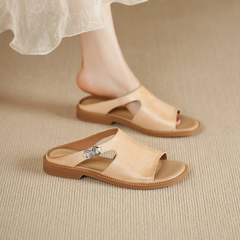 Clara | Elegant Leather Slide Sandals