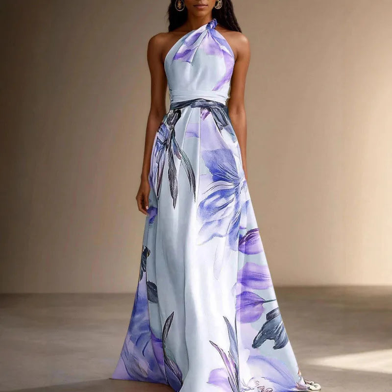 Liora – Floral Halter Maxi Dress