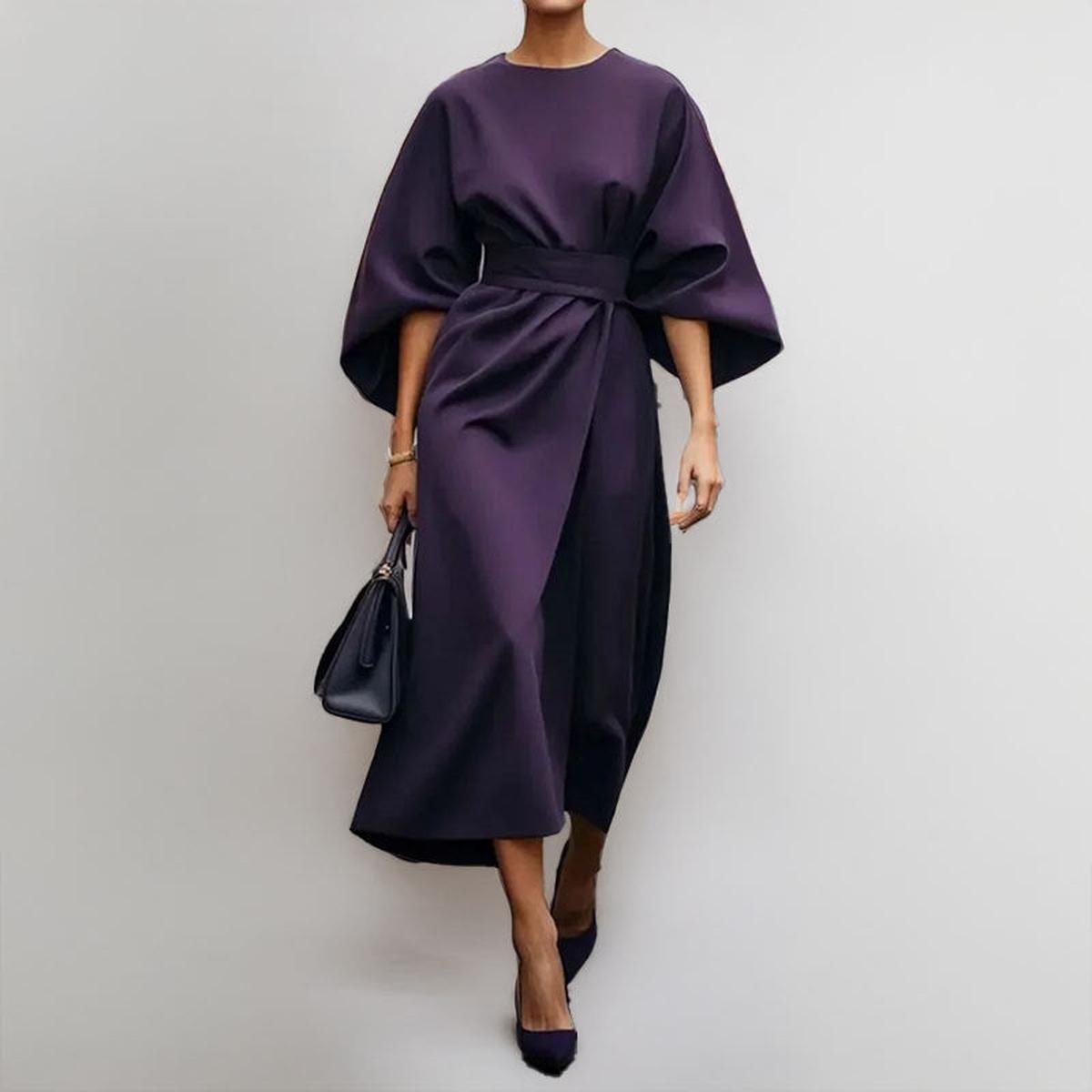 Helena | Elegant Belted Midi Dress