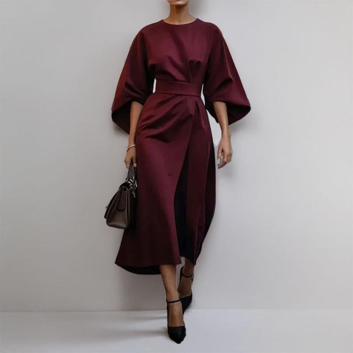 Helena | Elegant Belted Midi Dress