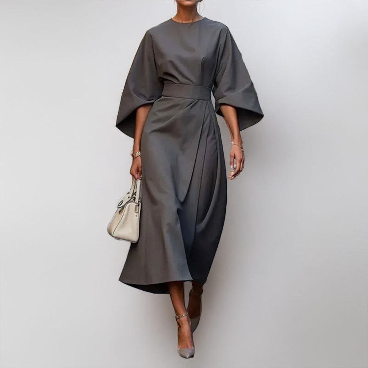 Helena | Elegant Belted Midi Dress