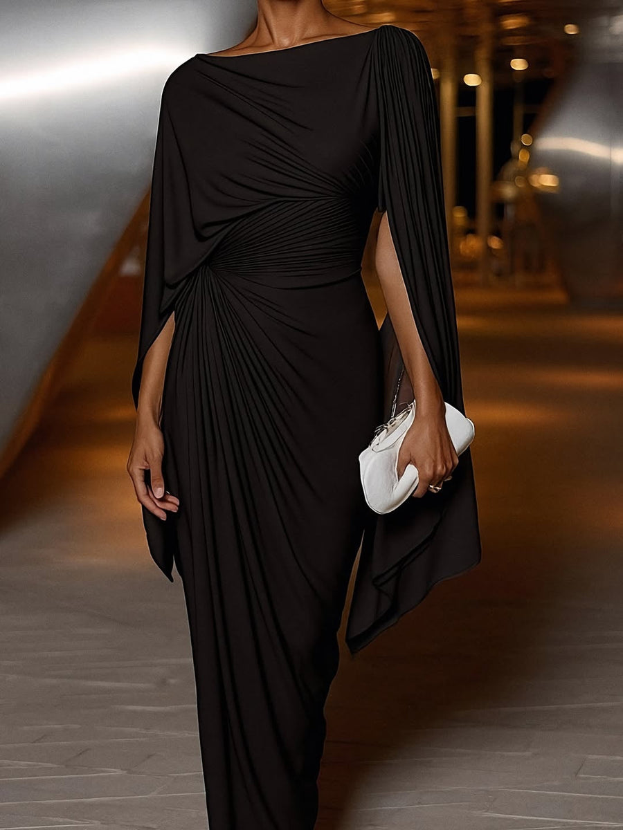Lyssa – Pleated Drape Maxi Dress
