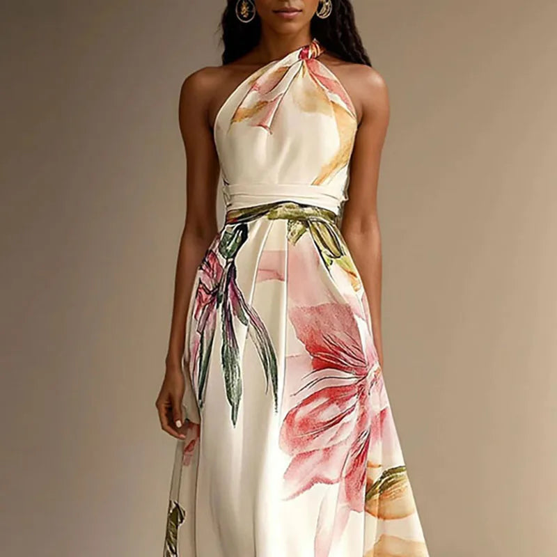 Liora – Floral Halter Maxi Dress