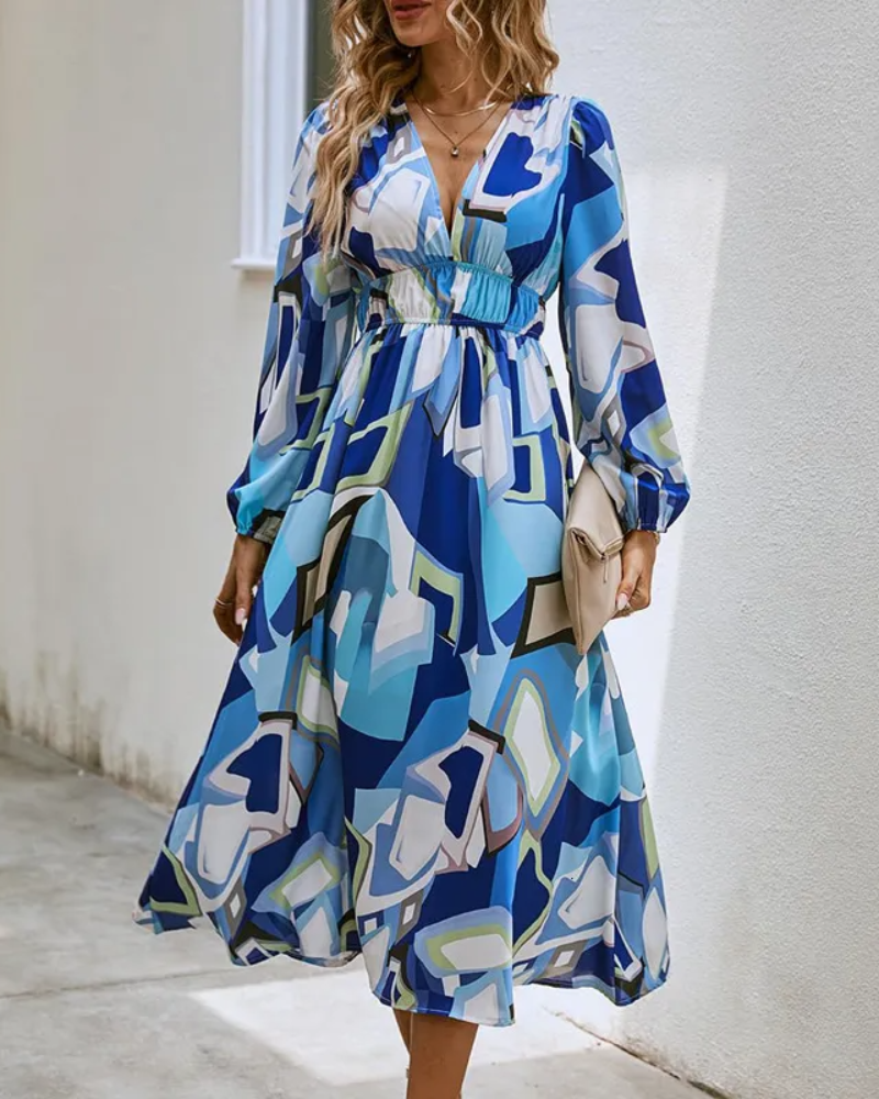 Arabella | Floral Print Lantern Sleeve Maxi Dress