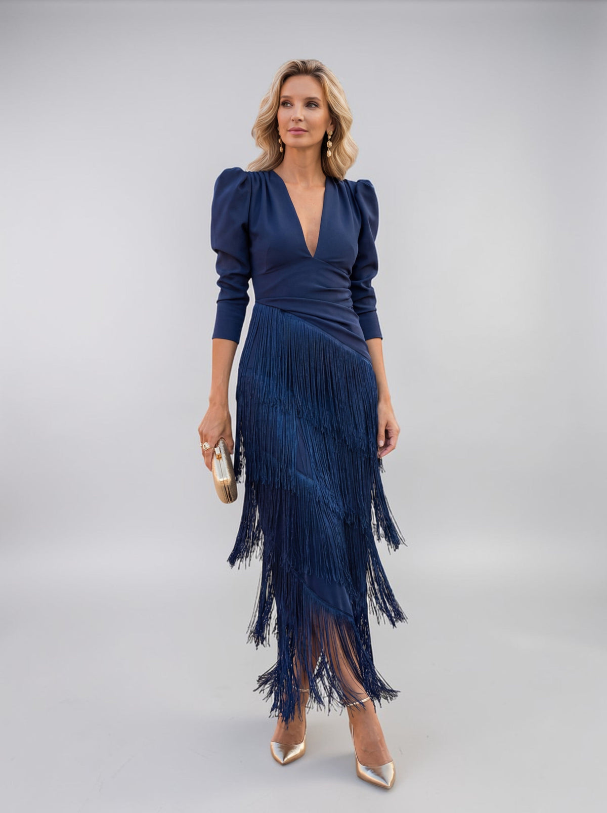 Felicity | Tiered Fringe Wrap Midi Dress