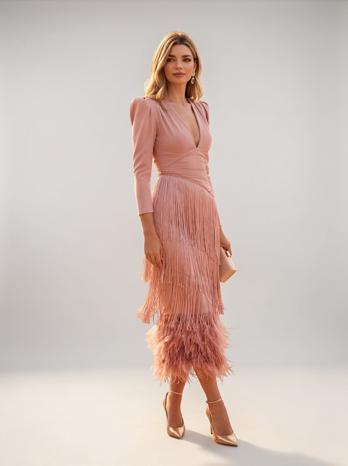 Felicity | Tiered Fringe Wrap Midi Dress