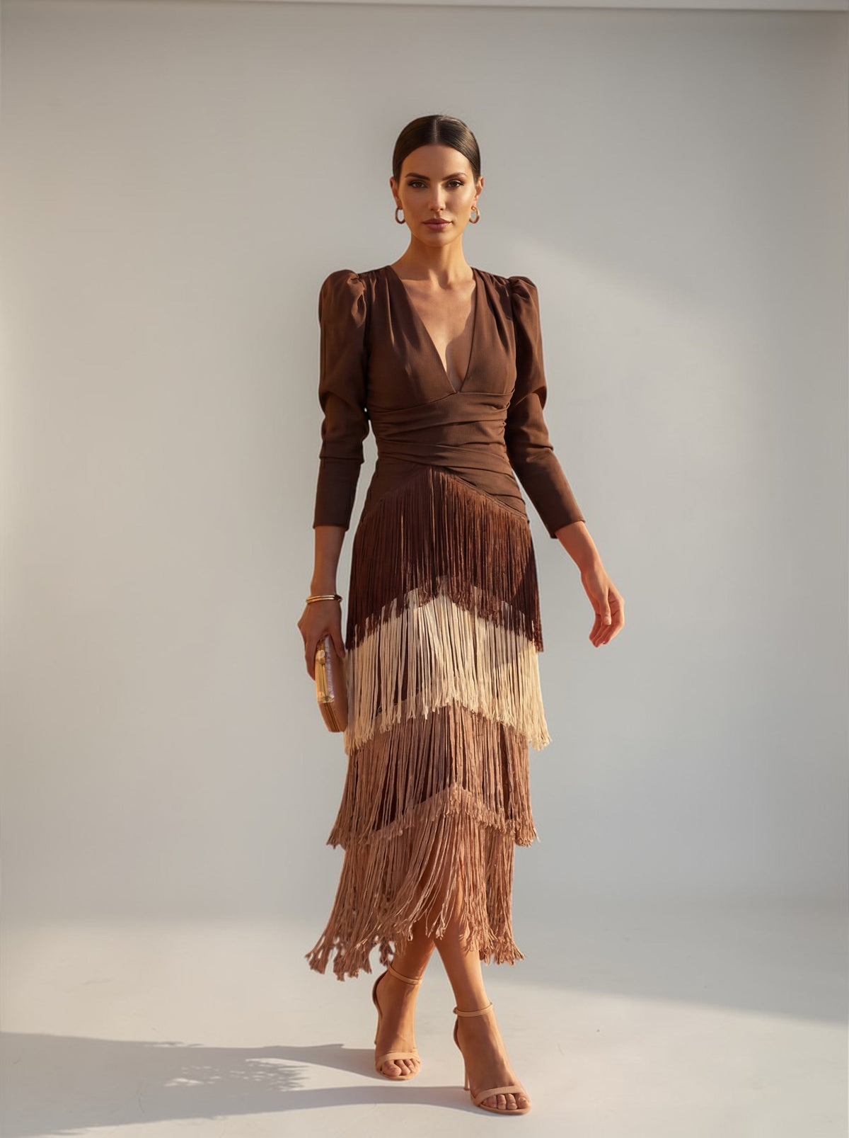Felicity | Tiered Fringe Wrap Midi Dress