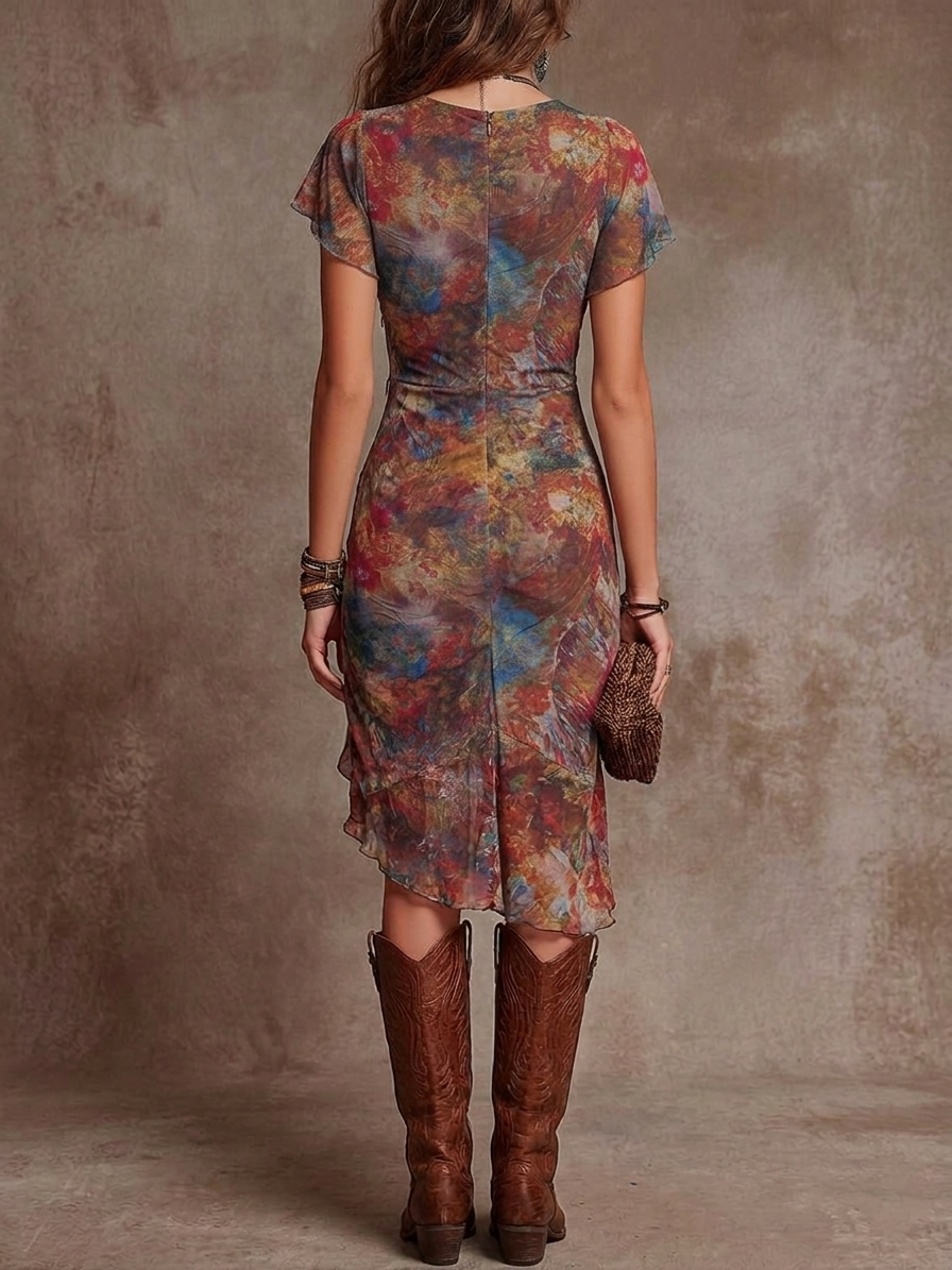 Autumn | Ruched Floral Midi Dress