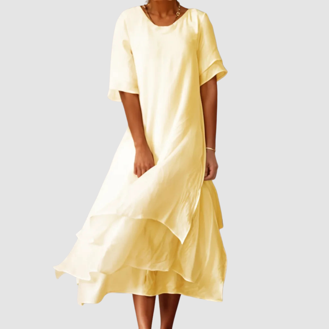 Millicent | Layered Linen Maxi Dress