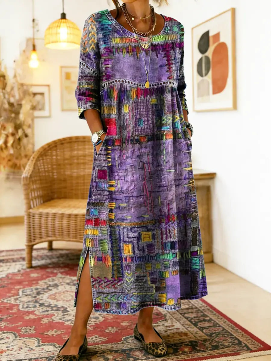 Sophronia | Abstract Tapestry Print Maxi Dress