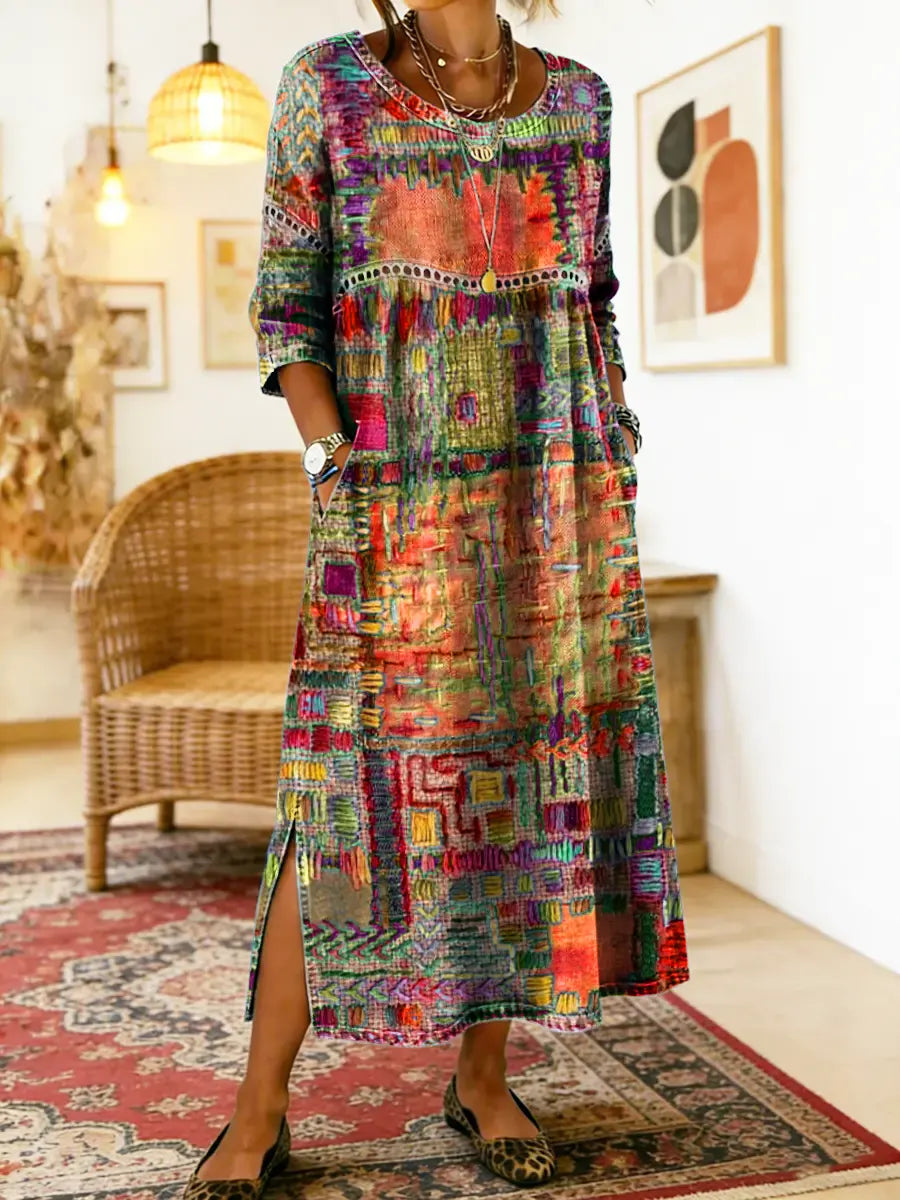 Sophronia | Abstract Tapestry Print Maxi Dress