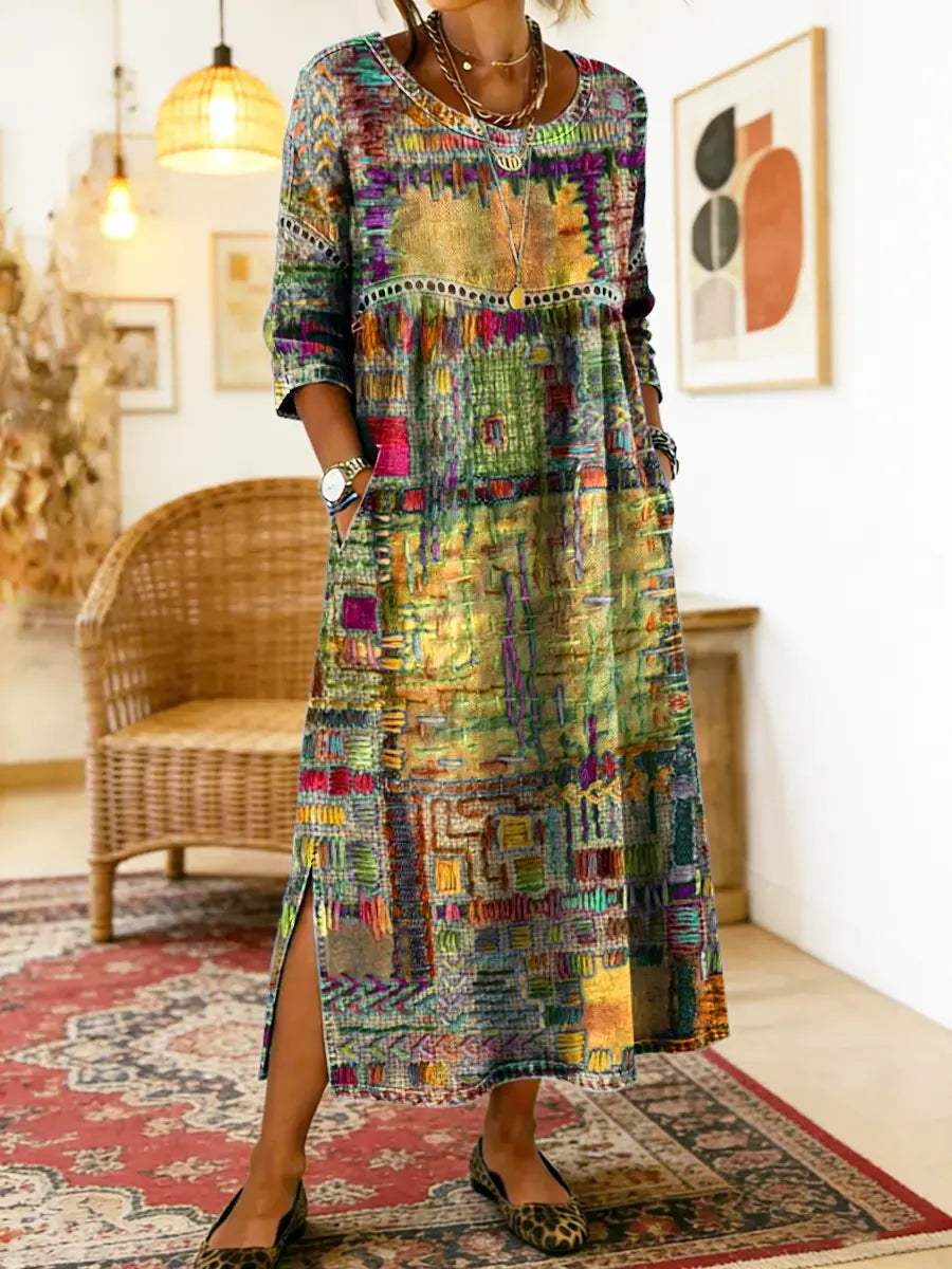 Sophronia | Abstract Tapestry Print Maxi Dress