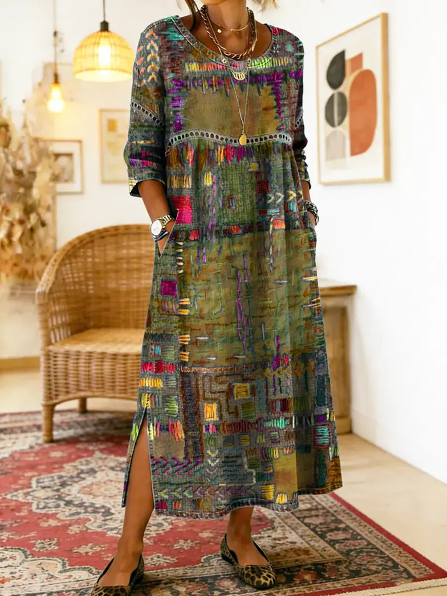 Sophronia | Abstract Tapestry Print Maxi Dress