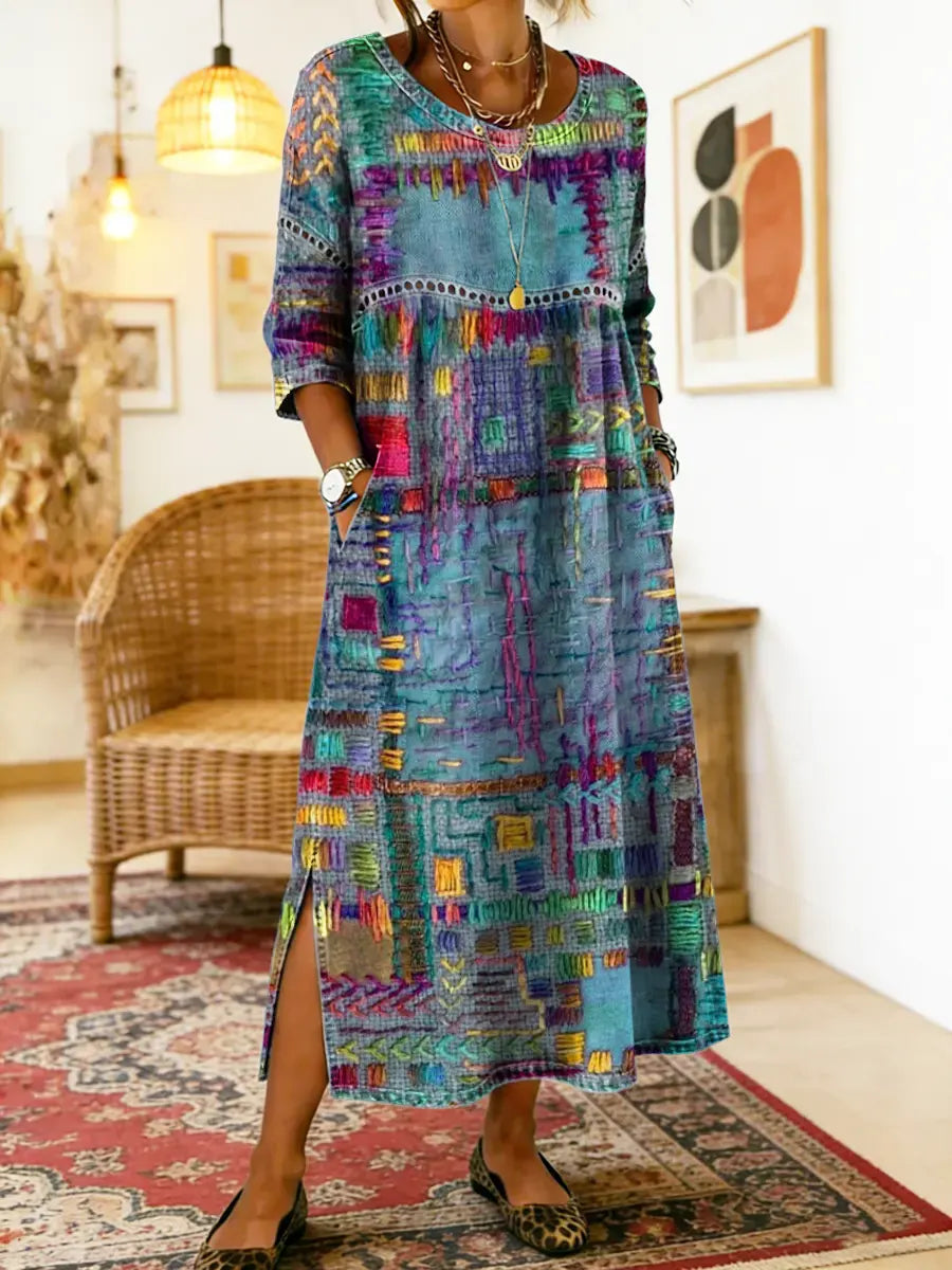 Sophronia | Abstract Tapestry Print Maxi Dress