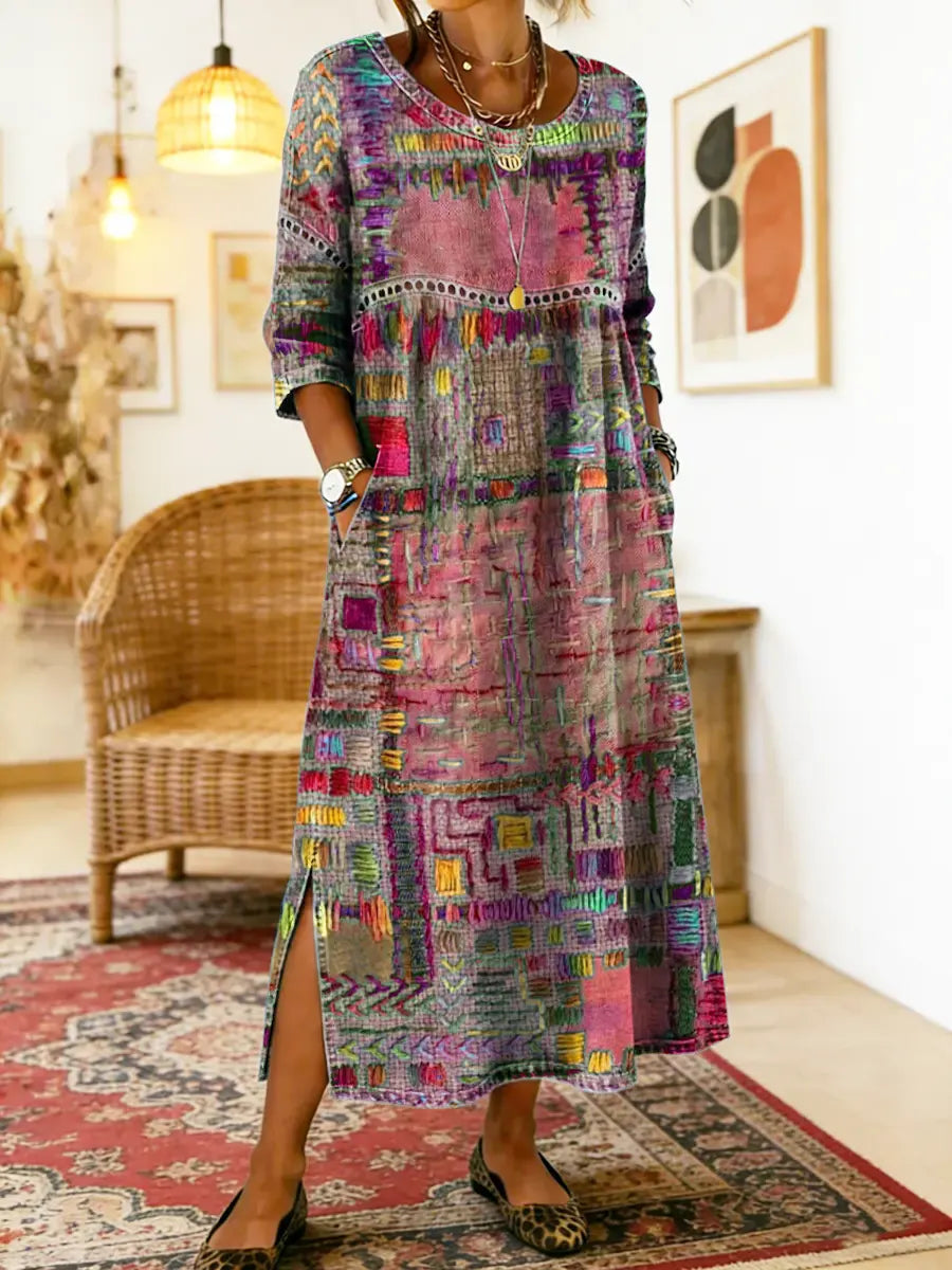Sophronia | Abstract Tapestry Print Maxi Dress