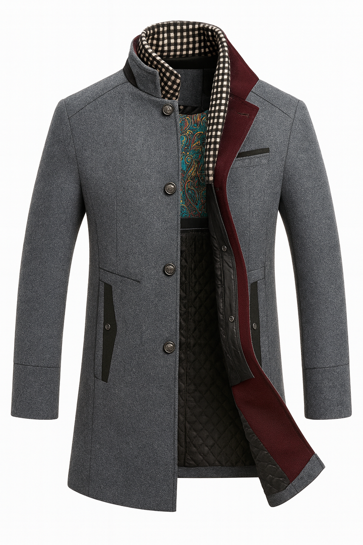 Jonah - Wool Blend Overcoat with Stand Collar