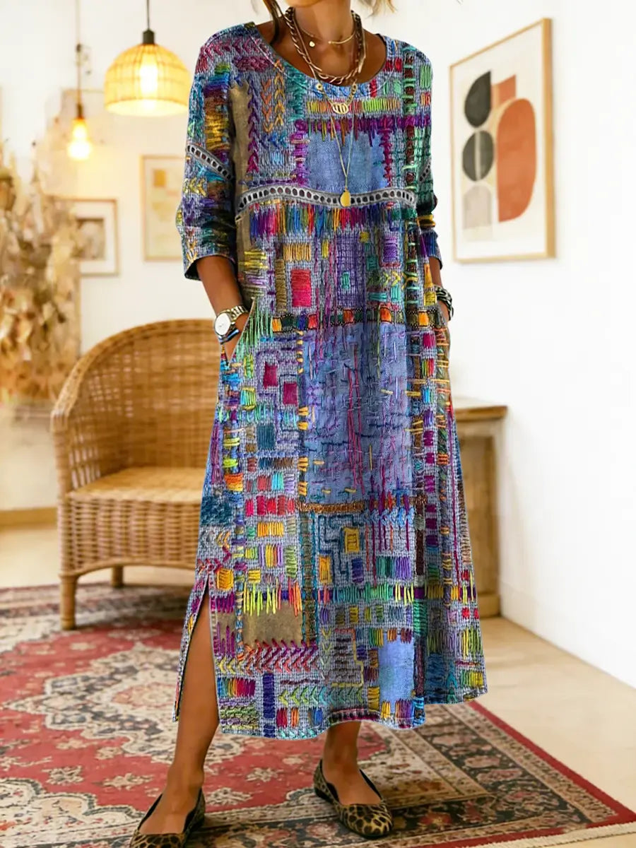 Sophronia | Abstract Tapestry Print Maxi Dress