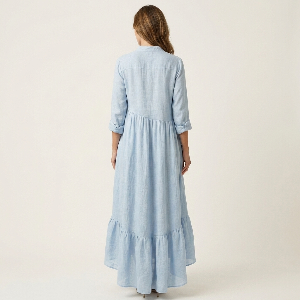 Clara | Linen Ruffle Maxi Dress