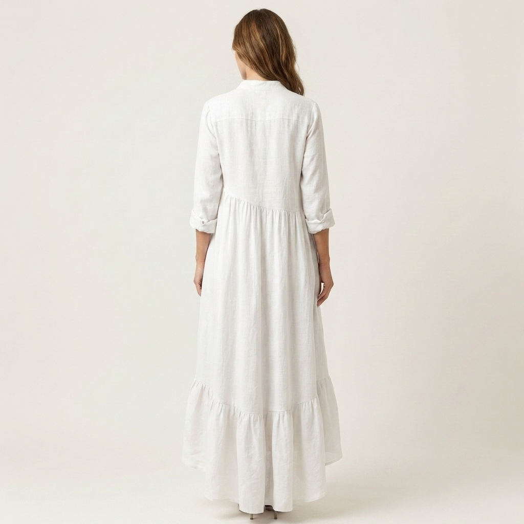 Clara | Linen Ruffle Maxi Dress