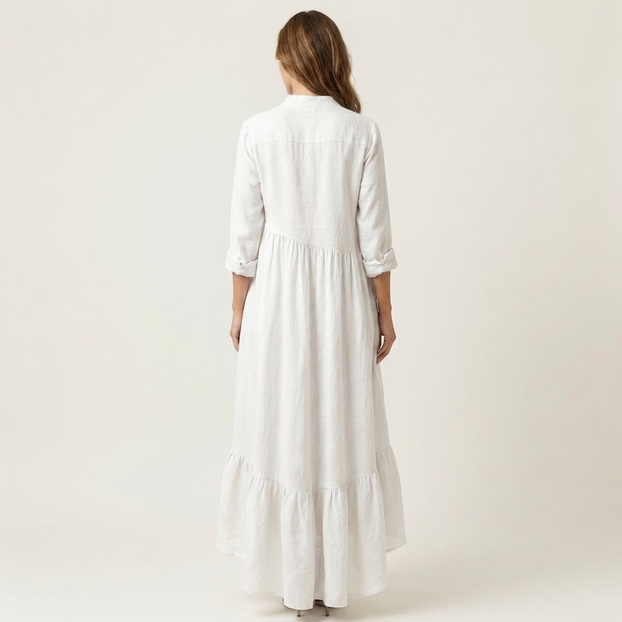 Clara | Linen Ruffle Maxi Dress