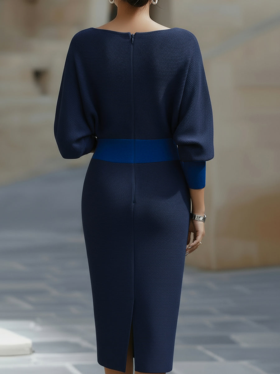 Noir | Cowl Neck Ribbed Midi Dress