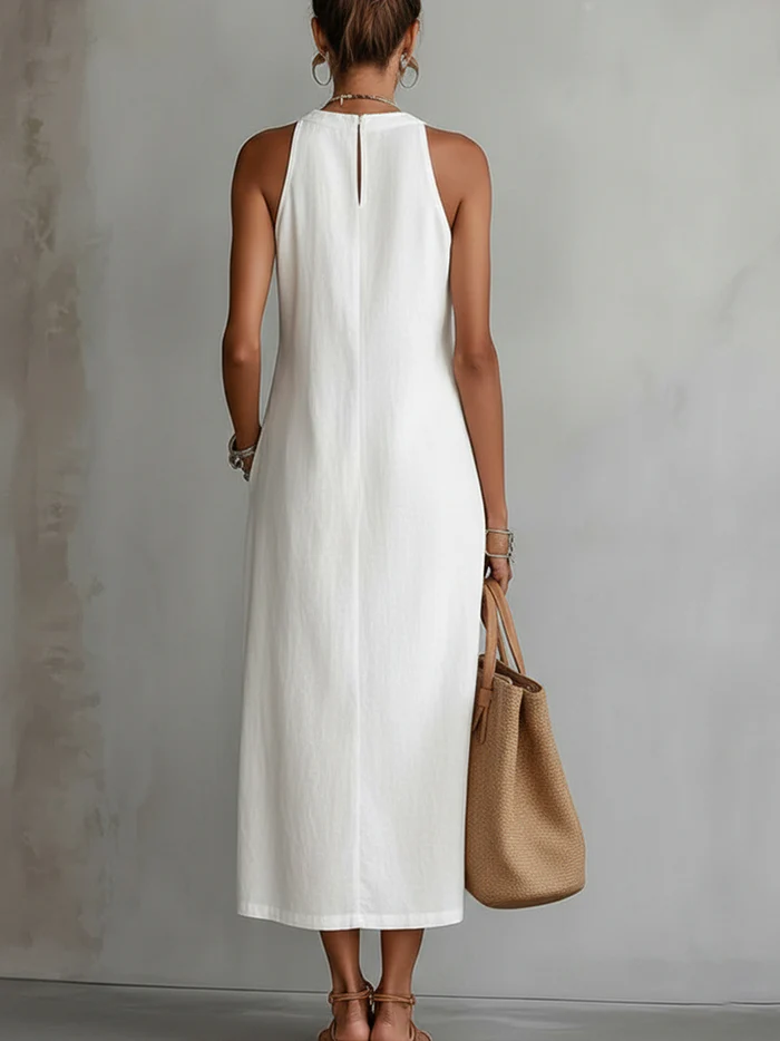 Georgina | Lace Trim Halter Maxi Dress