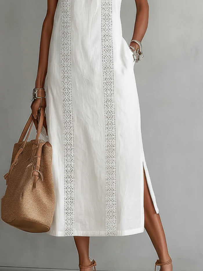 Georgina | Lace Trim Halter Maxi Dress