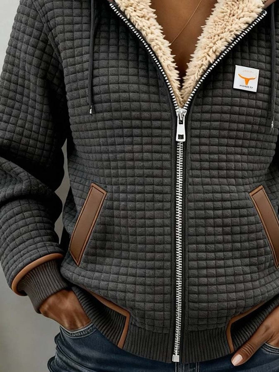 Bridgette | Cosy Textured Zip-Up Hooded Jacket